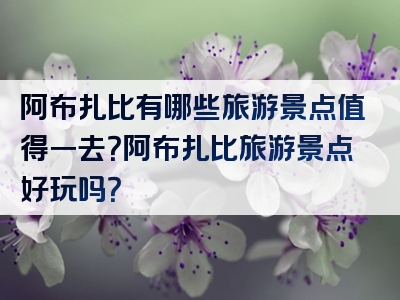 阿布扎比有哪些旅游景点值得一去？阿布扎比旅游景点好玩吗？
