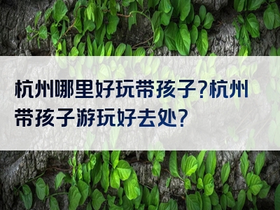 杭州哪里好玩带孩子？杭州带孩子游玩好去处？