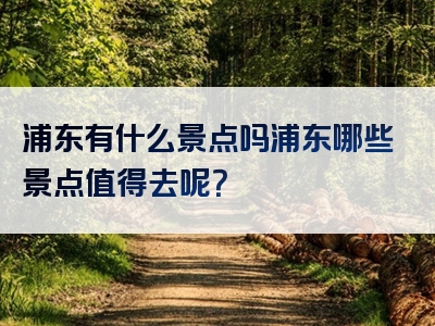 浦东有什么景点吗浦东哪些景点值得去呢？