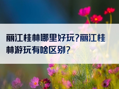丽江桂林哪里好玩？丽江桂林游玩有啥区别？