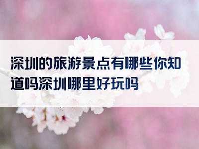 深圳的旅游景点有哪些你知道吗深圳哪里好玩吗
