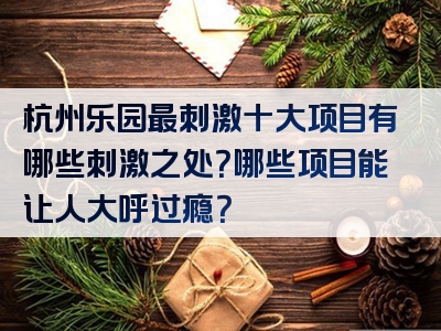 杭州乐园最刺激十大项目有哪些刺激之处？哪些项目能让人大呼过瘾？