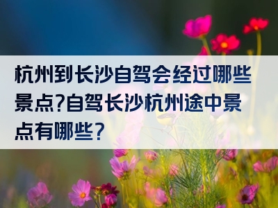 杭州到长沙自驾会经过哪些景点？自驾长沙杭州途中景点有哪些？