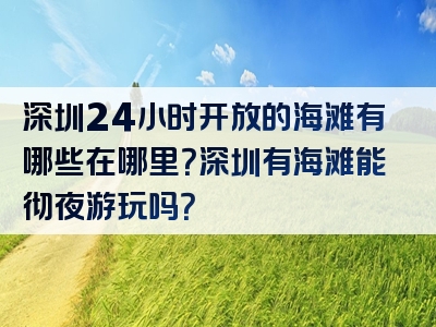 深圳24小时开放的海滩有哪些在哪里？深圳有海滩能彻夜游玩吗？