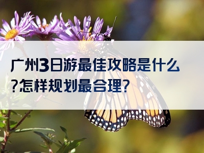 广州3日游最佳攻略是什么？怎样规划最合理？