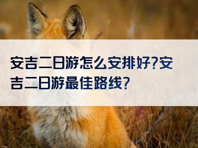 安吉二日游怎么安排好？安吉二日游最佳路线？