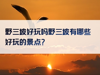 野三坡好玩吗野三坡有哪些好玩的景点？