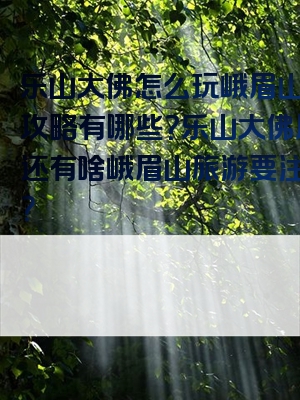 乐山大佛怎么玩峨眉山旅游攻略有哪些？乐山大佛周边还有啥峨眉山旅游要注意啥？