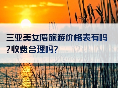 三亚美女陪旅游价格表有吗？收费合理吗？