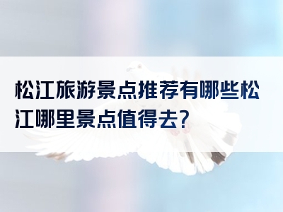 松江旅游景点推荐有哪些松江哪里景点值得去？
