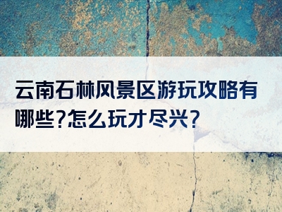 云南石林风景区游玩攻略有哪些？怎么玩才尽兴？