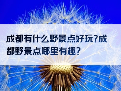 成都有什么野景点好玩？成都野景点哪里有趣？