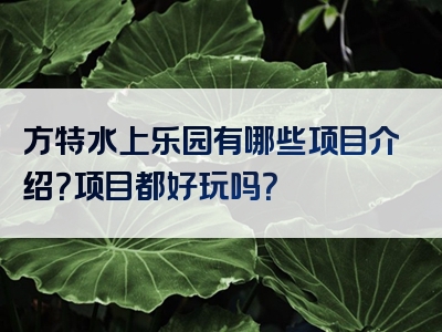方特水上乐园有哪些项目介绍？项目都好玩吗？
