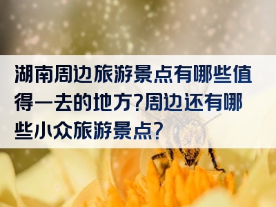 湖南周边旅游景点有哪些值得一去的地方？周边还有哪些小众旅游景点？