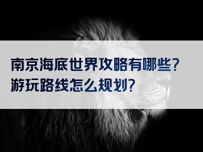 南京海底世界攻略有哪些？游玩路线怎么规划？