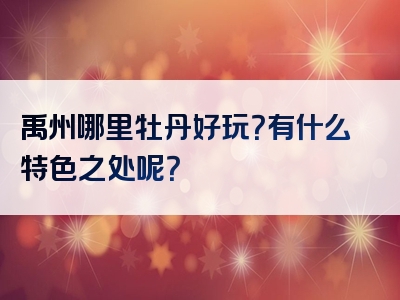 禹州哪里牡丹好玩？有什么特色之处呢？