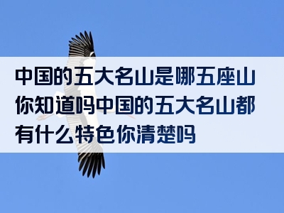 中国的五大名山是哪五座山你知道吗中国的五大名山都有什么特色你清楚吗