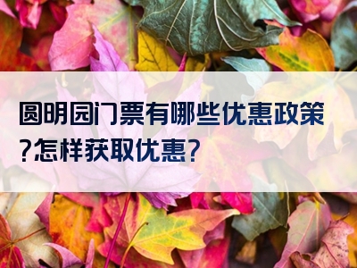 圆明园门票有哪些优惠政策？怎样获取优惠？