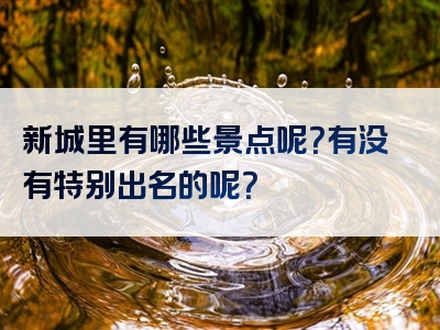 新城里有哪些景点呢？有没有特别出名的呢？
