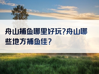 舟山捕鱼哪里好玩？舟山哪些地方捕鱼佳？