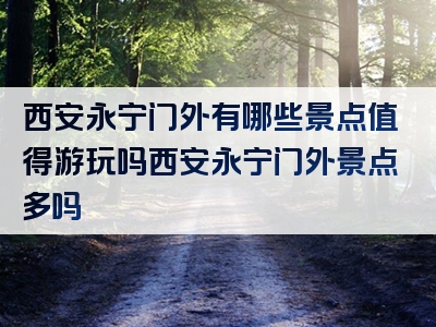 西安永宁门外有哪些景点值得游玩吗西安永宁门外景点多吗