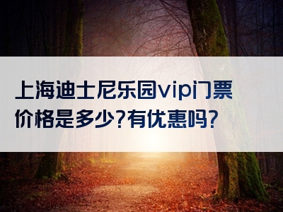 上海迪士尼乐园vip门票价格是多少？有优惠吗？