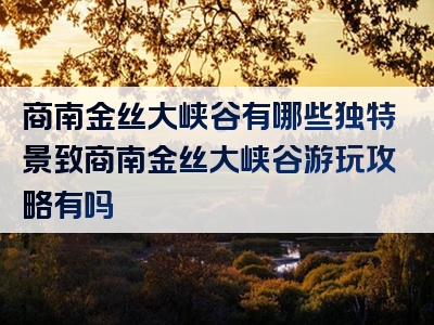 商南金丝大峡谷有哪些独特景致商南金丝大峡谷游玩攻略有吗