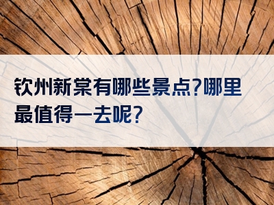 钦州新棠有哪些景点？哪里最值得一去呢？