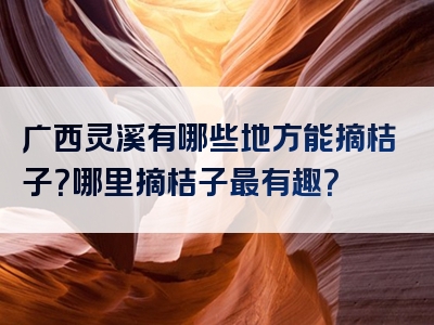 广西灵溪有哪些地方能摘桔子？哪里摘桔子最有趣？