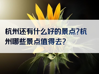 杭州还有什么好的景点？杭州哪些景点值得去？