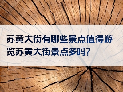 苏黄大街有哪些景点值得游览苏黄大街景点多吗？