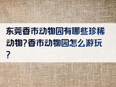 东莞香市动物园有哪些珍稀动物？香市动物园怎么游玩？