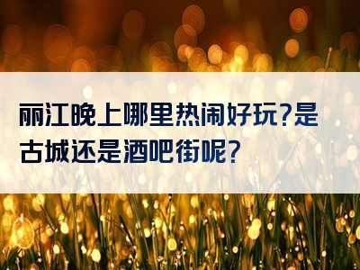 丽江晚上哪里热闹好玩？是古城还是酒吧街呢？