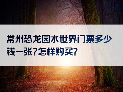 常州恐龙园水世界门票多少钱一张？怎样购买？