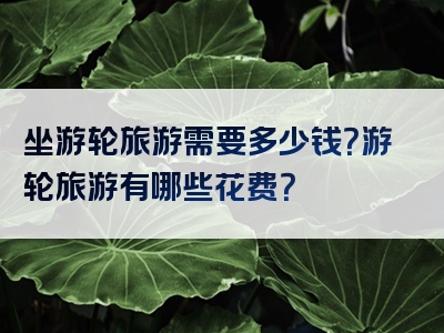 坐游轮旅游需要多少钱？游轮旅游有哪些花费？