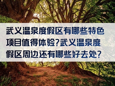 武义温泉度假区有哪些特色项目值得体验？武义温泉度假区周边还有哪些好去处？