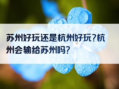 苏州好玩还是杭州好玩？杭州会输给苏州吗？