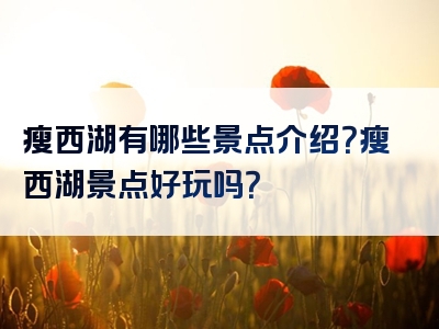 瘦西湖有哪些景点介绍?瘦西湖景点好玩吗?