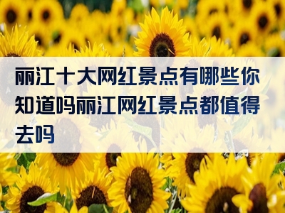 丽江十大网红景点有哪些你知道吗丽江网红景点都值得去吗