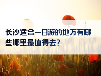 长沙适合一日游的地方有哪些哪里最值得去？