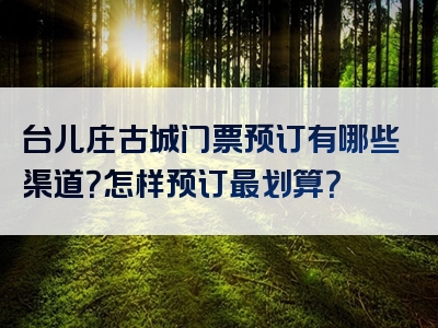 台儿庄古城门票预订有哪些渠道？怎样预订最划算？