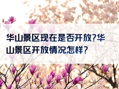 华山景区现在是否开放？华山景区开放情况怎样？