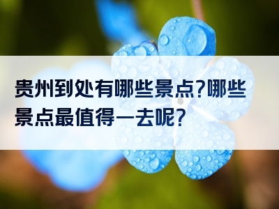 贵州到处有哪些景点？哪些景点最值得一去呢？