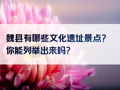 魏县有哪些文化遗址景点？你能列举出来吗？