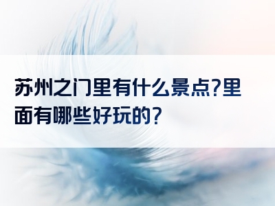 苏州之门里有什么景点？里面有哪些好玩的？