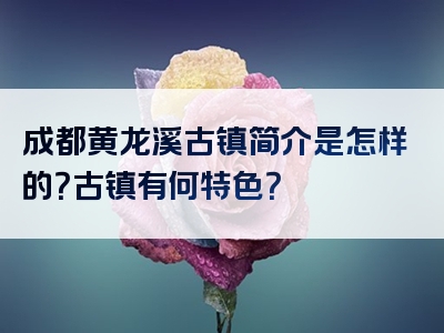 成都黄龙溪古镇简介是怎样的？古镇有何特色？