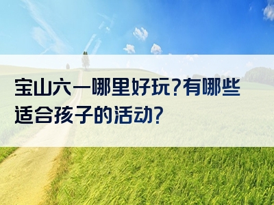 宝山六一哪里好玩？有哪些适合孩子的活动？