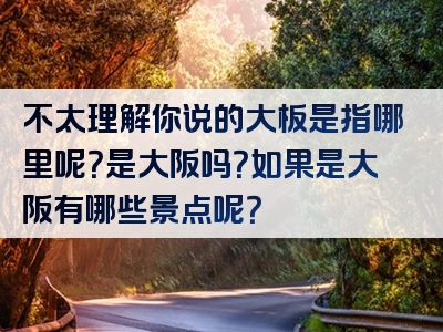 不太理解你说的大板是指哪里呢?是大阪吗?如果是大阪有哪些景点呢?
