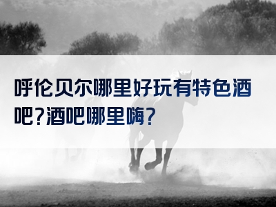 呼伦贝尔哪里好玩有特色酒吧？酒吧哪里嗨？
