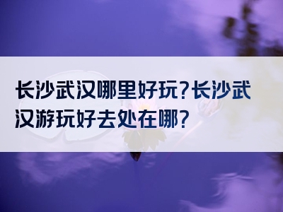 长沙武汉哪里好玩？长沙武汉游玩好去处在哪？